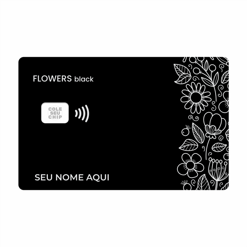 METACARD - Cartão De Plástico Com Impressão Digital UV - Flowers Black