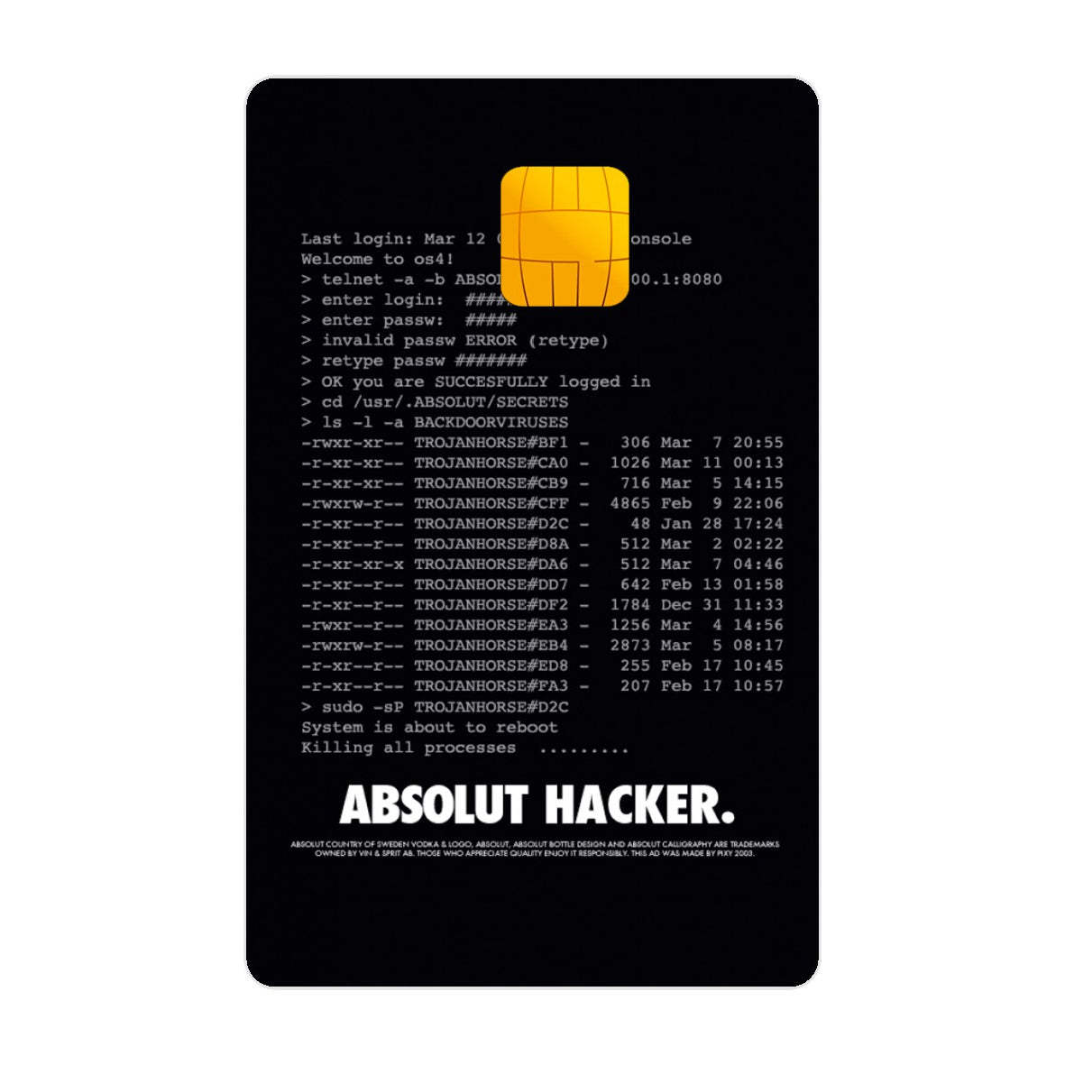 Adesivo Para Cartão - Absolut Hacker