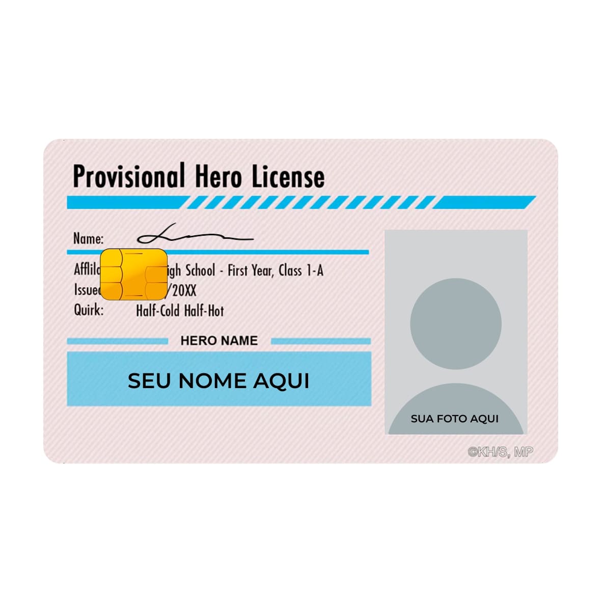 CAPACARD - Película Adesiva Para Cartão - Hero License (Nome+Foto)