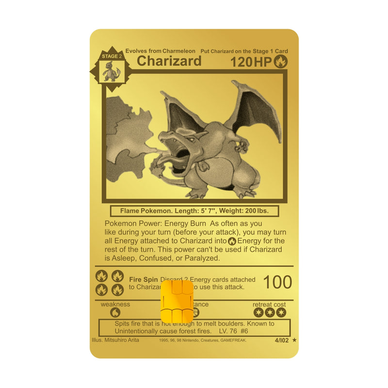 WONDCARD - Cartão De Metal - Charizard Gold