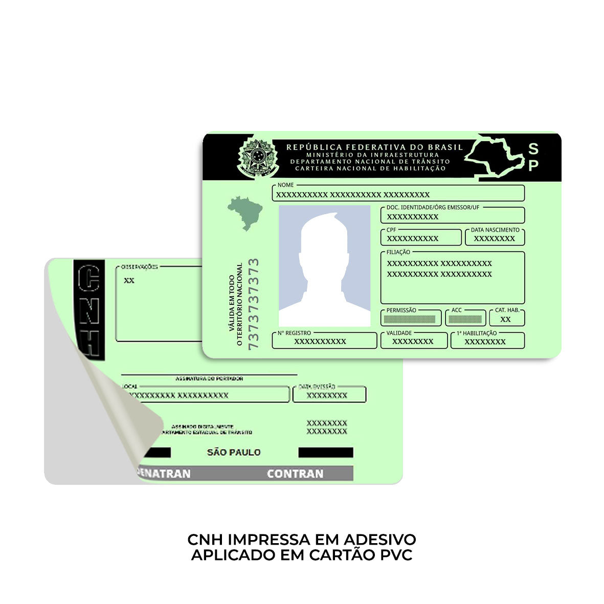 Cartão PVC Personalizado com Adesivo de CNH, RG e Outros Documentos